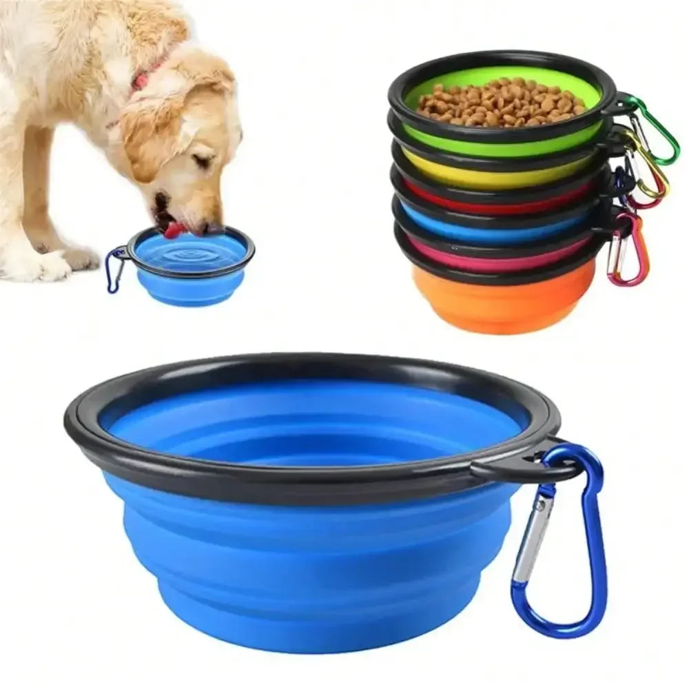Ceramic 2-In-1 Dog Feeder Bowl With Travel Carabiner by S And B Enterprise
