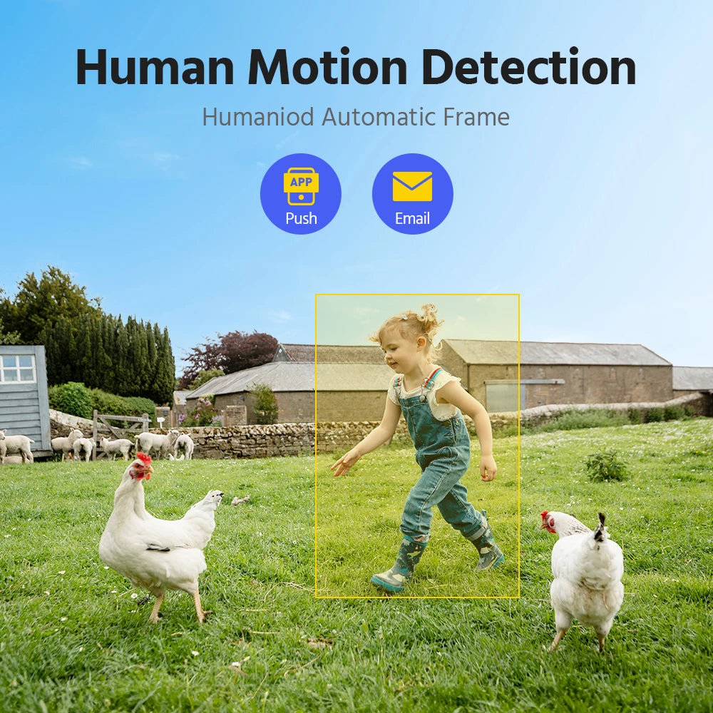 ANNKE 4MP battery WiFi security camera with PT auto-tracking and color night vision; push and email alerts