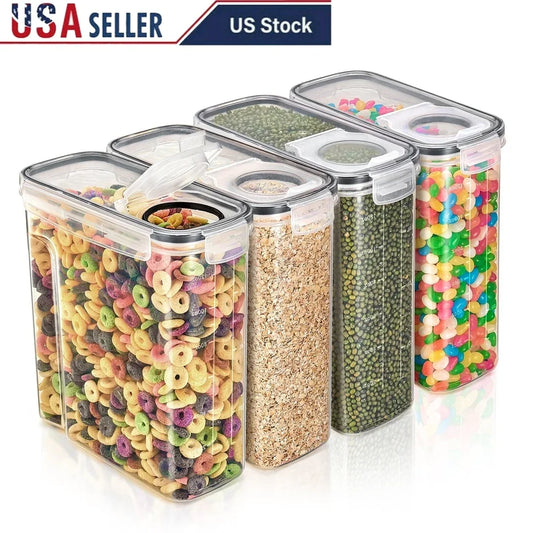 Clear Plastic Cereal Dispenser With Pour Spout Pantry Storage