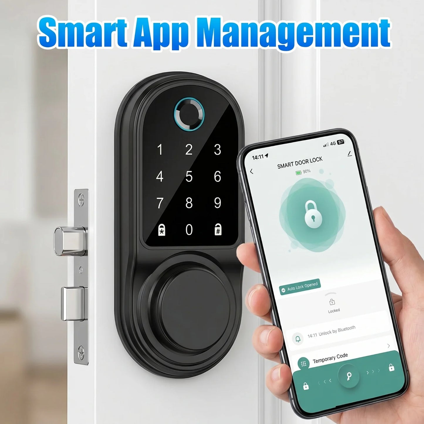 Bluetooth Smart Deadbolt Lock With Fingerprint And Keyless Entry by S And B Enterprise