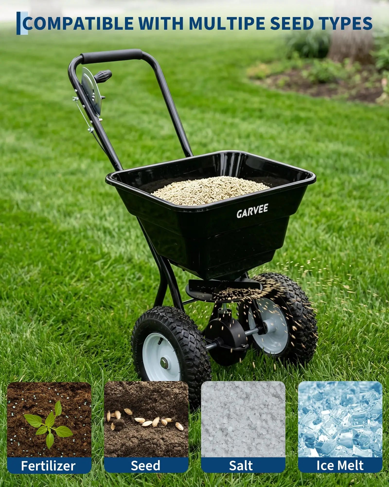 HiMISS Heavy Duty 80Lb Lawn Spreader Walk Behind Broadcast Spreader by S And B Enterprise