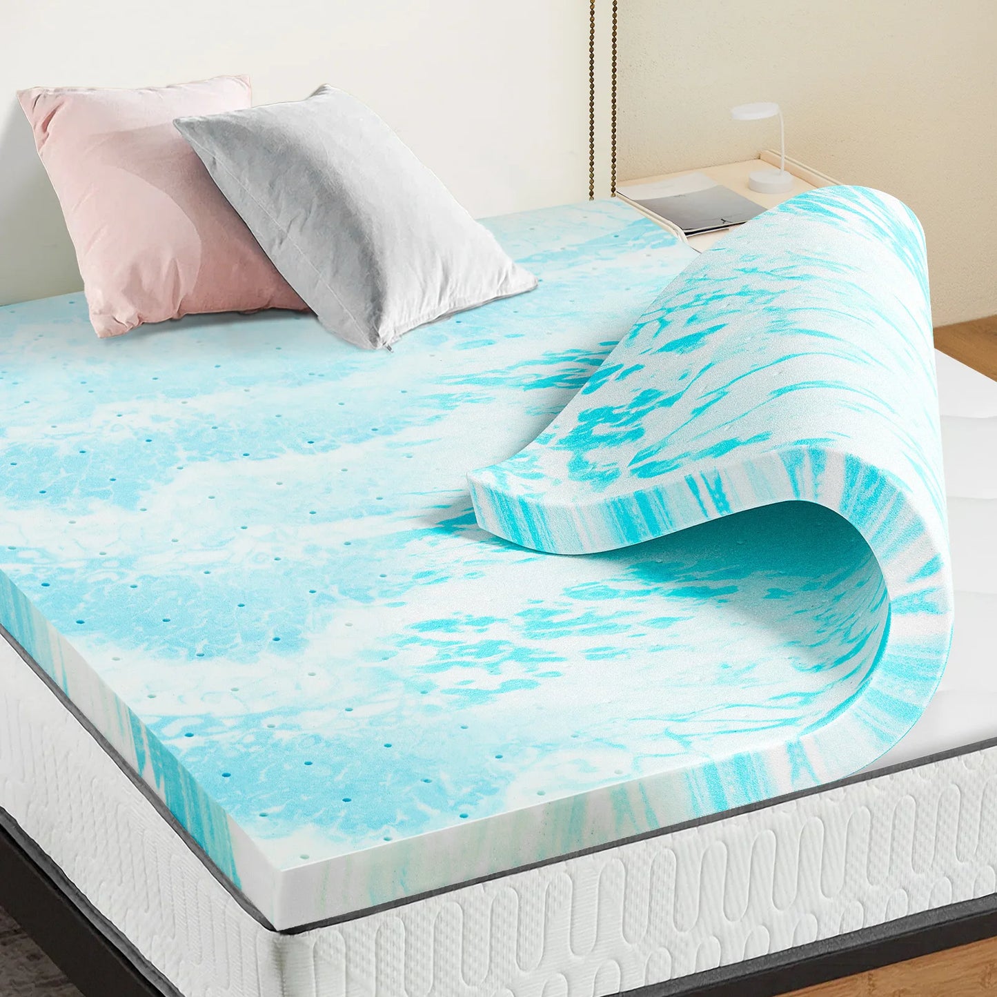 JHK 2-3 Inch Gel Memory Foam Mattress Topper Full Size Cooling Mattress Soft and Breathable Bed Topper School Bedroom Furniture by S And B Enterprise
