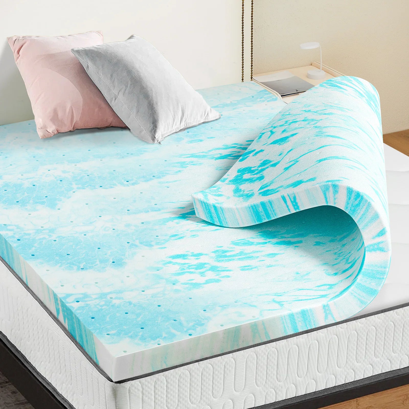 JHK 2-3 Inch Gel Memory Foam Mattress Topper Full Size Cooling Mattress Soft and Breathable Bed Topper School Bedroom Furniture by S And B Enterprise