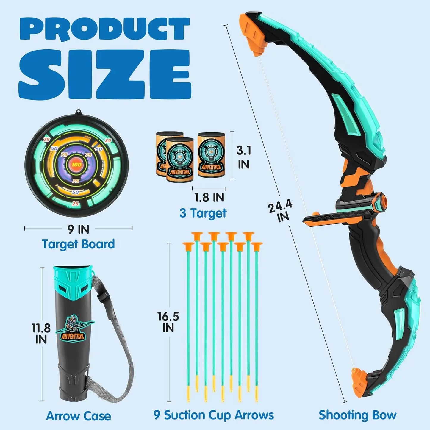 Joyfy LED Light Up Archery Bow Set With Suction Arrows