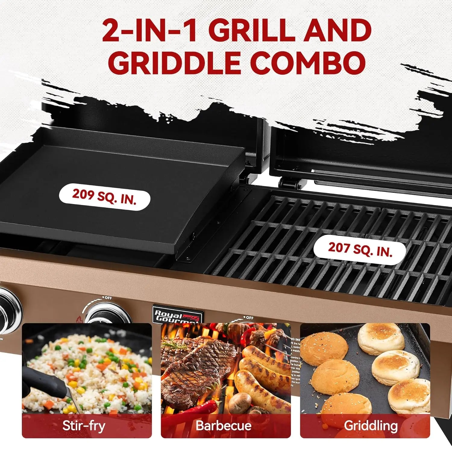 GD4002TPY portable tabletop grill and griddle with hood, 4-burner propane, brown finish by S And B Enterprise