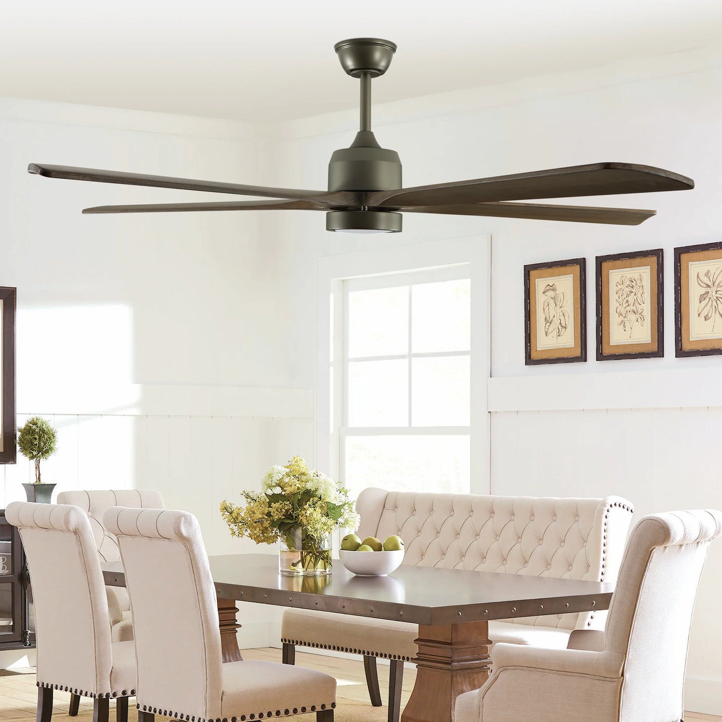 ARLGSITE Modern Wood Grain Ceiling Fan With Light Remote