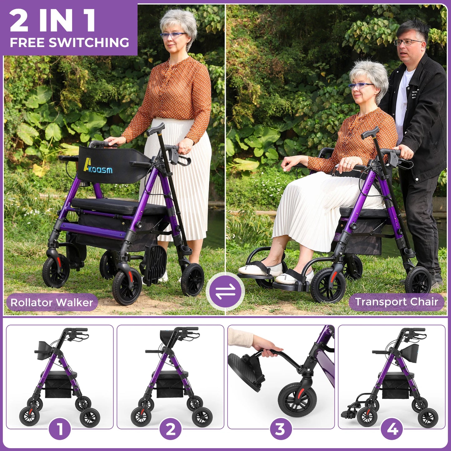 None Heavy Duty Foldable Rollator Walker With Brake
