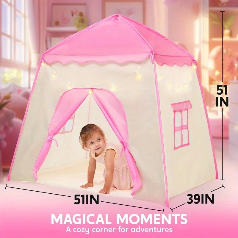 Joyfy Princess Tent With LED Star Lights For Kids Play by S And B Enterprise