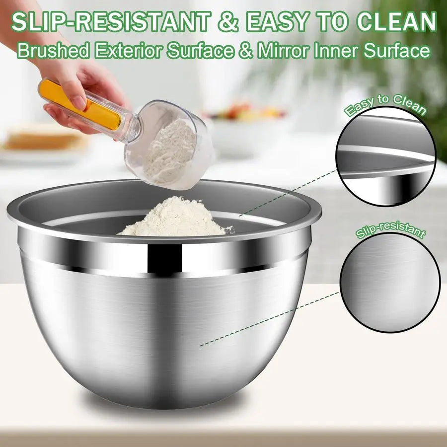 Stainless Steel Mixing Bowls With Lids And Colander Set