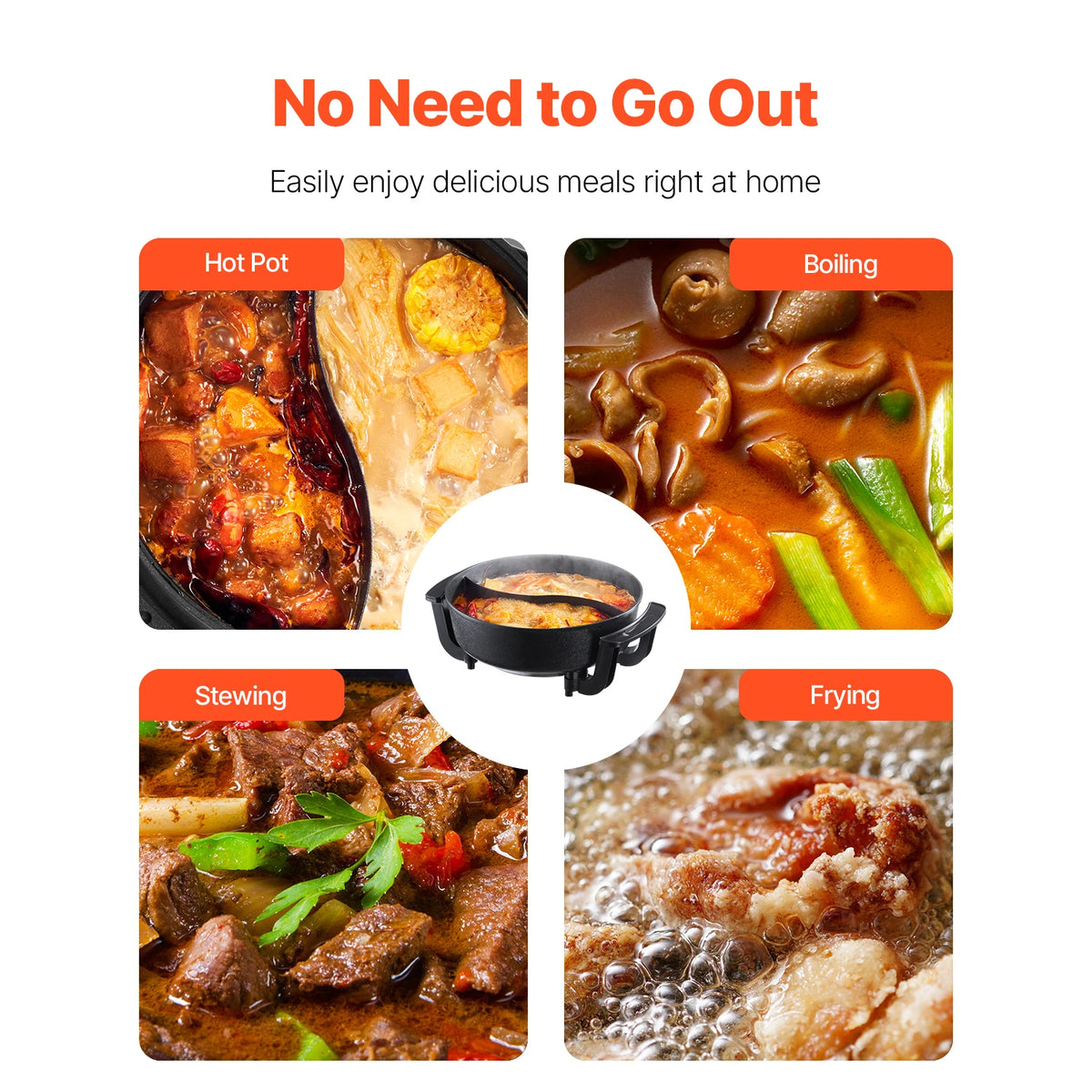 SucceBuy 5L electric hot pot with divider for double-flavor shabu-shabu, non-stick surface and glass lid for 6–10 people