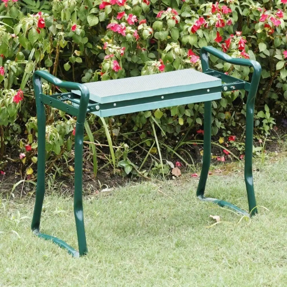 Garden Kneeling Stool Folding Seat With Foam Pad And Steel Frame Tool Bag