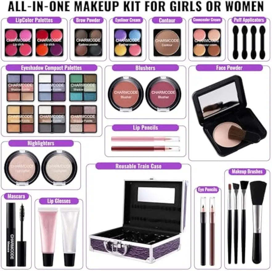 Complete Makeup Kit for Teens and Women in Portable Case