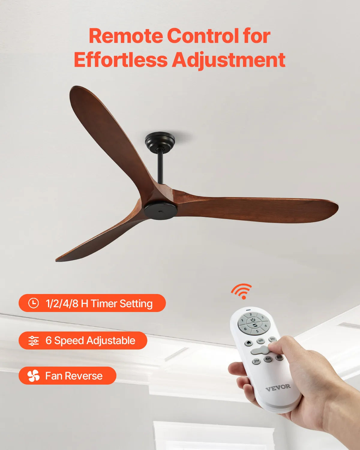 72" Wood Blade Ceiling Fan No Light Remote Control Reversible DC Motor by S And B Enterprise