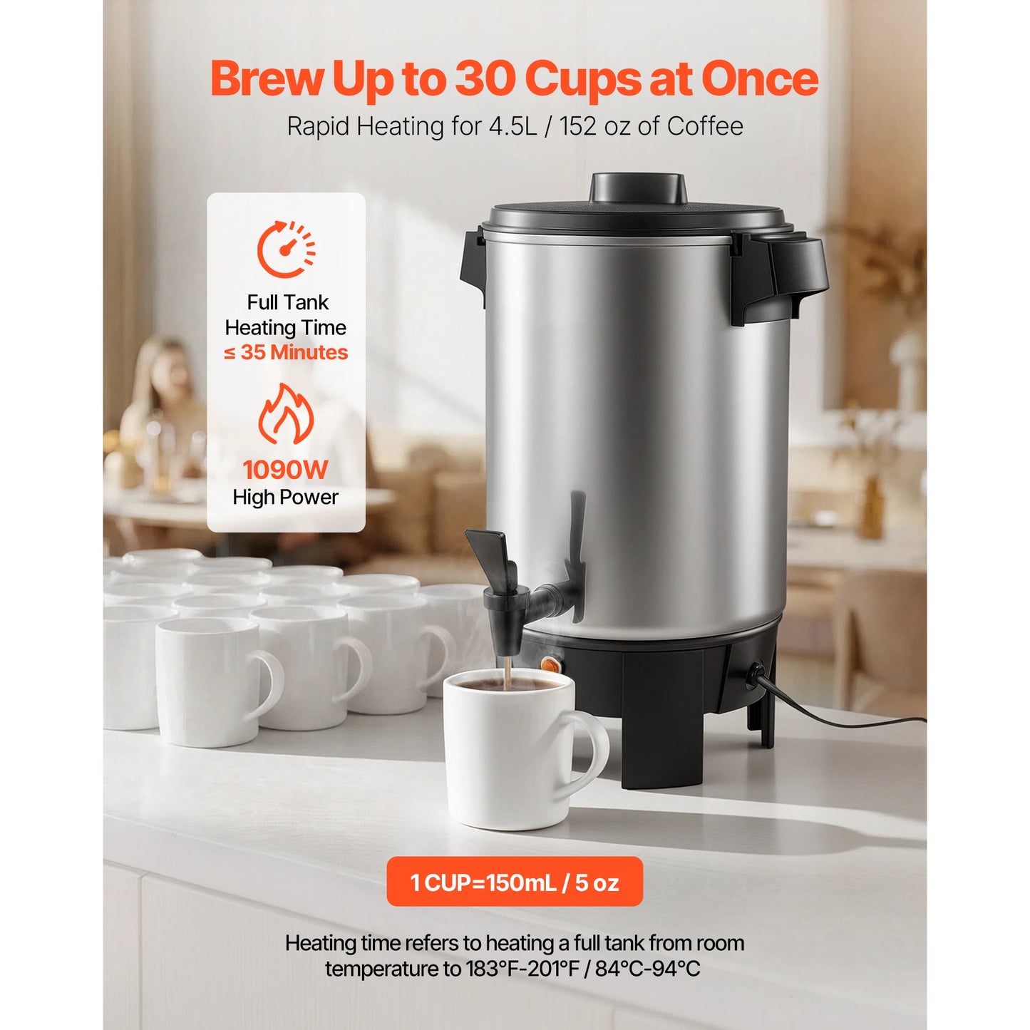 SucceBuy Commercial Coffee Urn Hot Beverage Dispenser with Dripless Faucet Quick-Brewing Coffee Maker for Catering, Party by S And B Enterprise