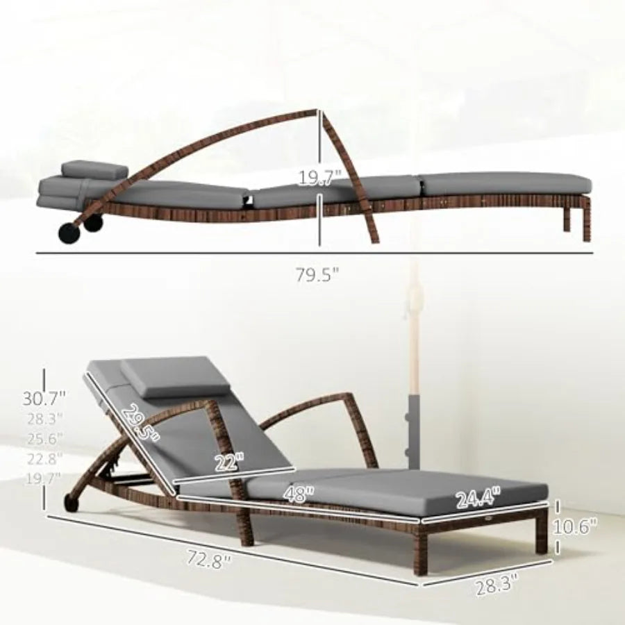 Wicker Chaise Lounge Chairs Outdoor Set Of 2 With Wheels