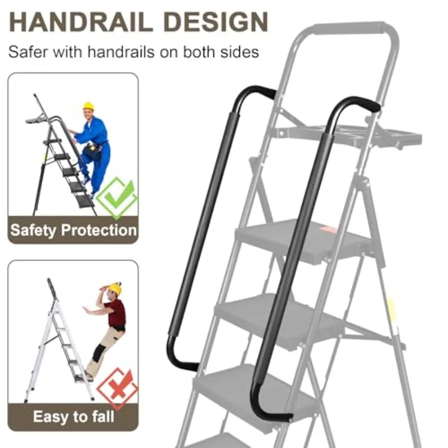 Folding step ladder by S And B Enterprise with handrails and wide anti slip pedals for home use