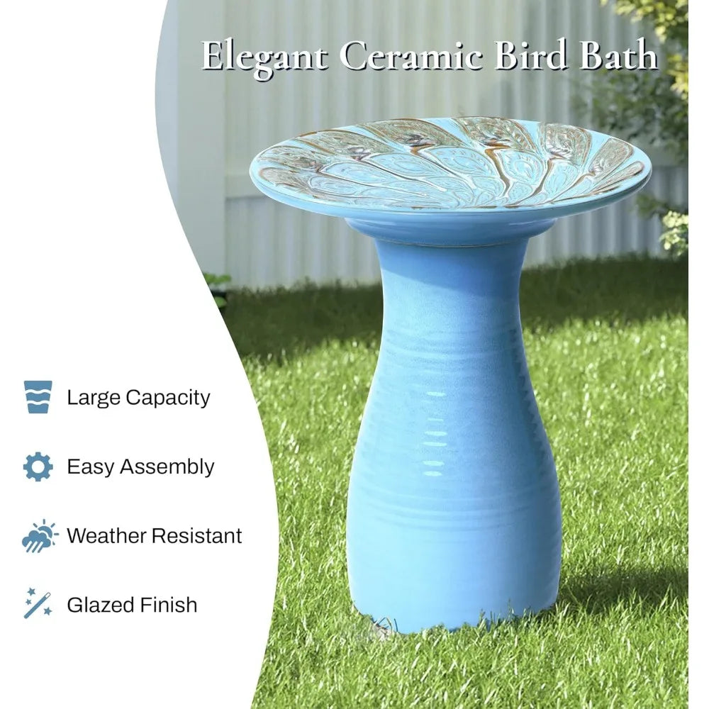 Elegant Ceramic Bird Bath Outdoor Garden Decor For Birds