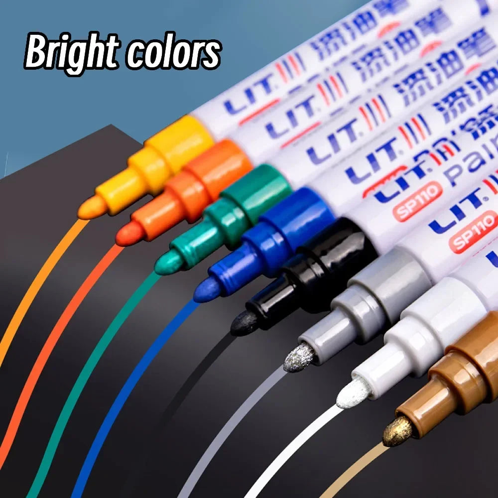 3mm 10p Colorful 8 Colors Permanent Paint Marker Waterproof White Markers tire tread rubber fabric Paint metal Paint Marker Pens by S And B Enterprise