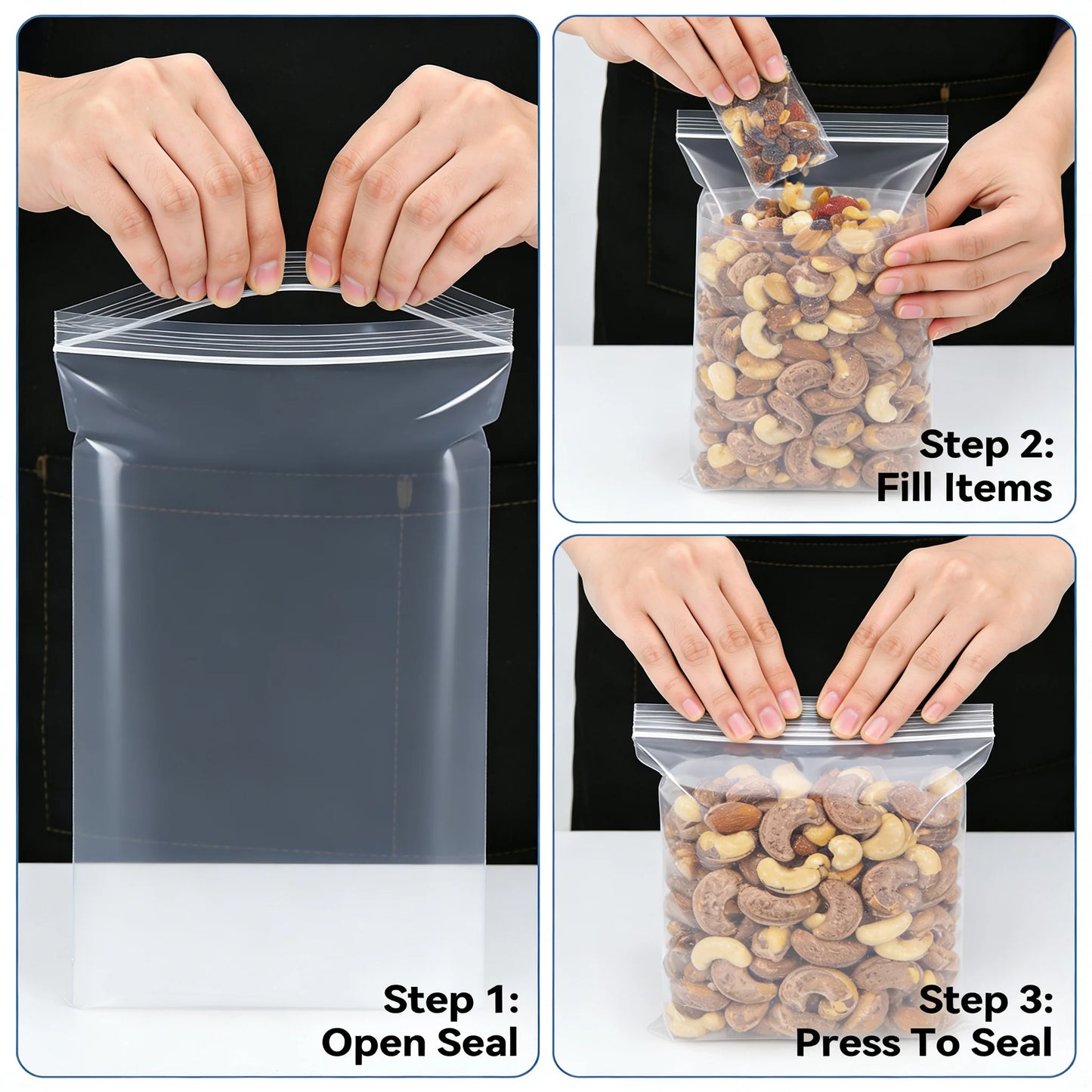 Leak Proof Bags Transparent Reusable Storage Freezer Airtight Seal for Food Fruit Veggie by S And B Enterprise