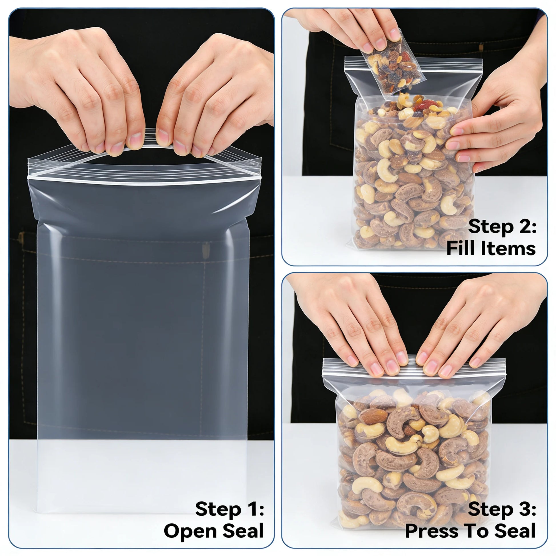 Leak Proof Bags Transparent Reusable Storage Freezer Airtight Seal for Food Fruit Veggie by S And B Enterprise