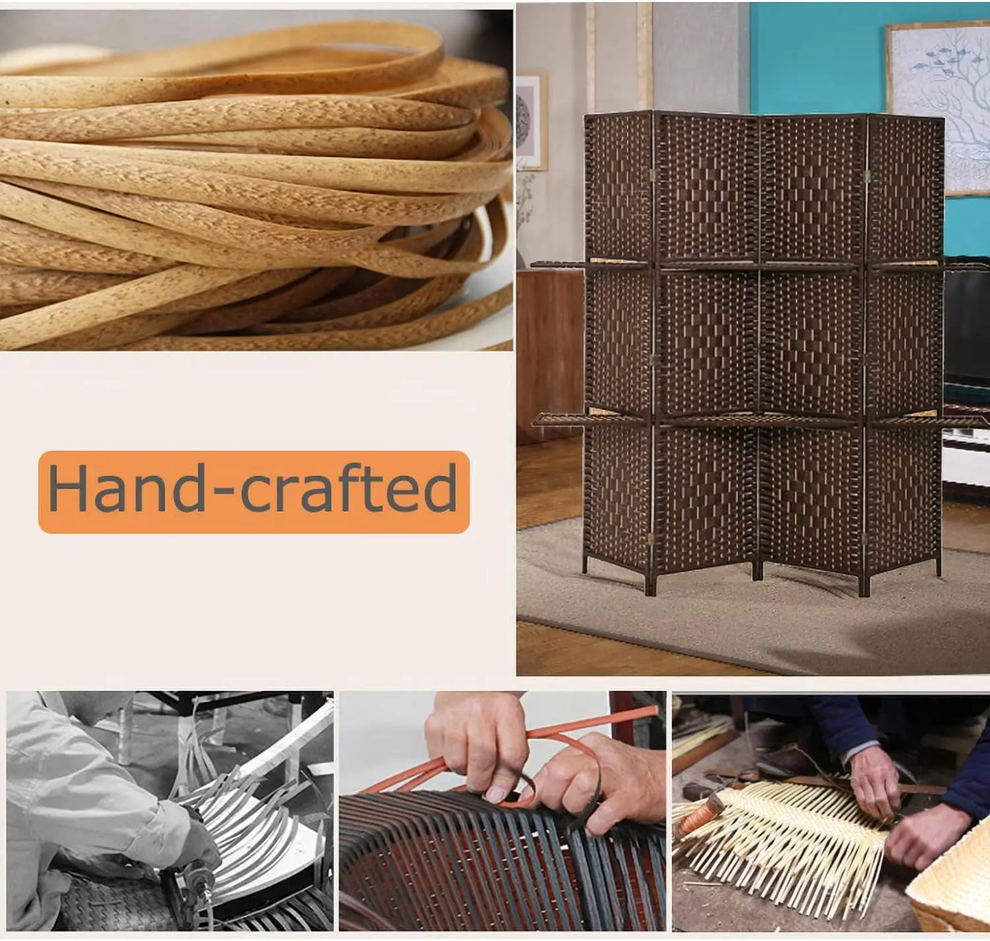 Room Divider 4 Panel Room Screen Divider Wooden Screen Folding Portable Partition Screens Wood with Removable Storage Sh by S And B Enterprise
