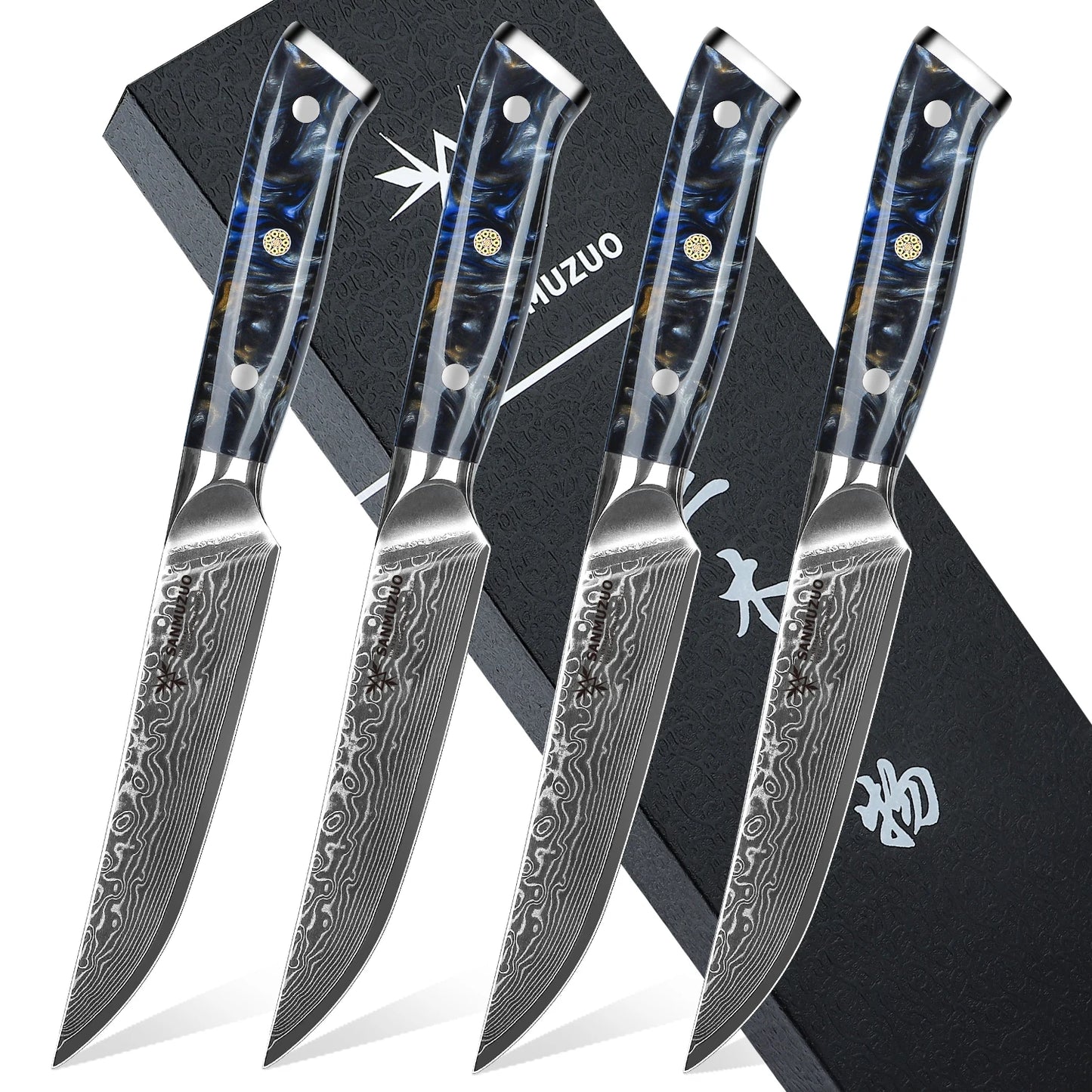 SANMUZUO Damascus Steel 4-Piece Steak Knife Set Ultra Sharp