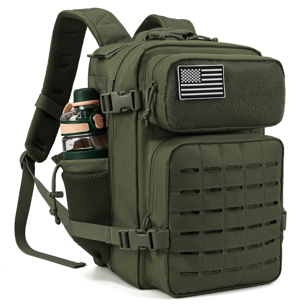 25L tactical backpack olive green with MOLLE webbing by S And B Enterprise