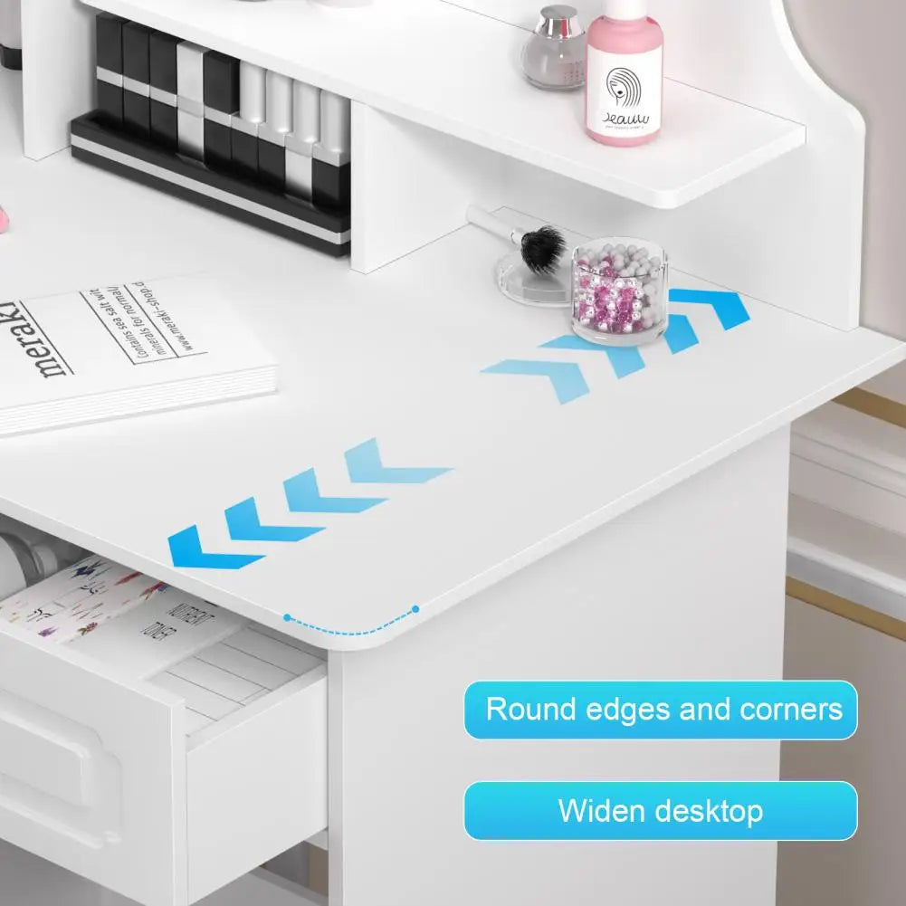 Makeup Table with Light Mirror Open Shelves Makeup Vanity Table Smooth Surface Bedroom Large Dressing Table Bedroom Furniture
