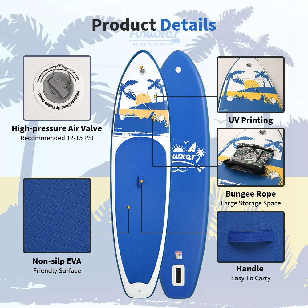 FUNWATER Inflatable Paddle Board Ultra-Light Stand-Up Paddle Board Surfboard for All Skill Levels With SUP Accessories 320-350cm by S And B Enterprise