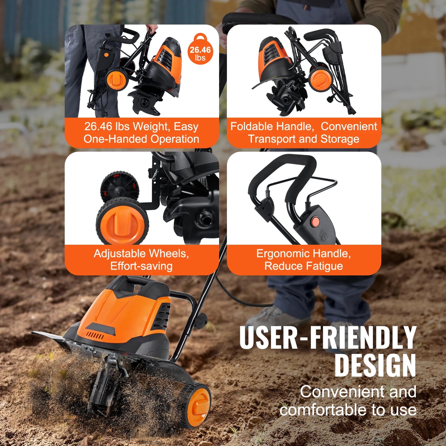 SucceBuy 12 Amp Electric Tiller Corded For Lawn Garden Cultivation by S And B Enterprise