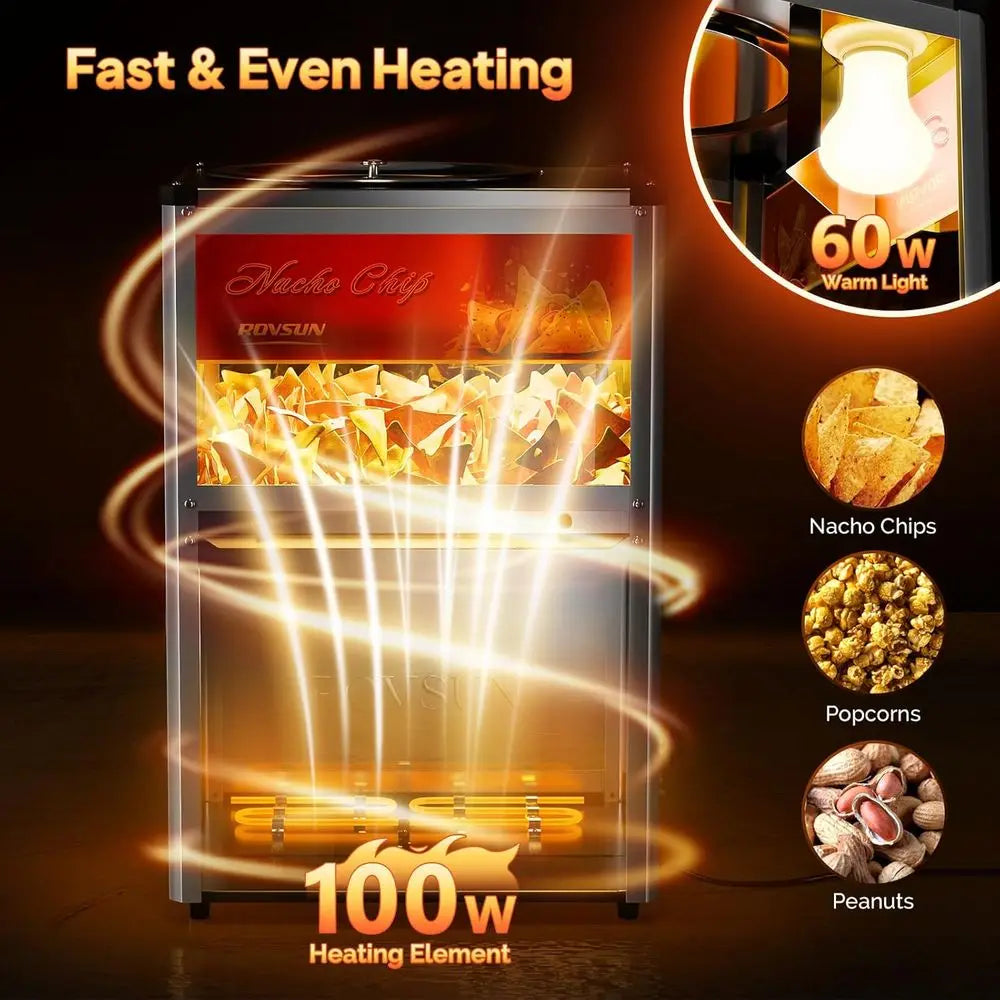 Nacho Chip Warmer Display Case With Warming Light And Glass Door by S And B Enterprise