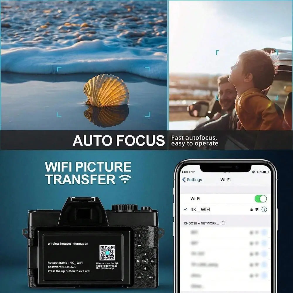 NBD Digital Camera 48MP 60FPS Video Camera For Vlogging, WiFi App Control Vlogging Camera, Small Camera With 32GB TF Card by S And B Enterprise