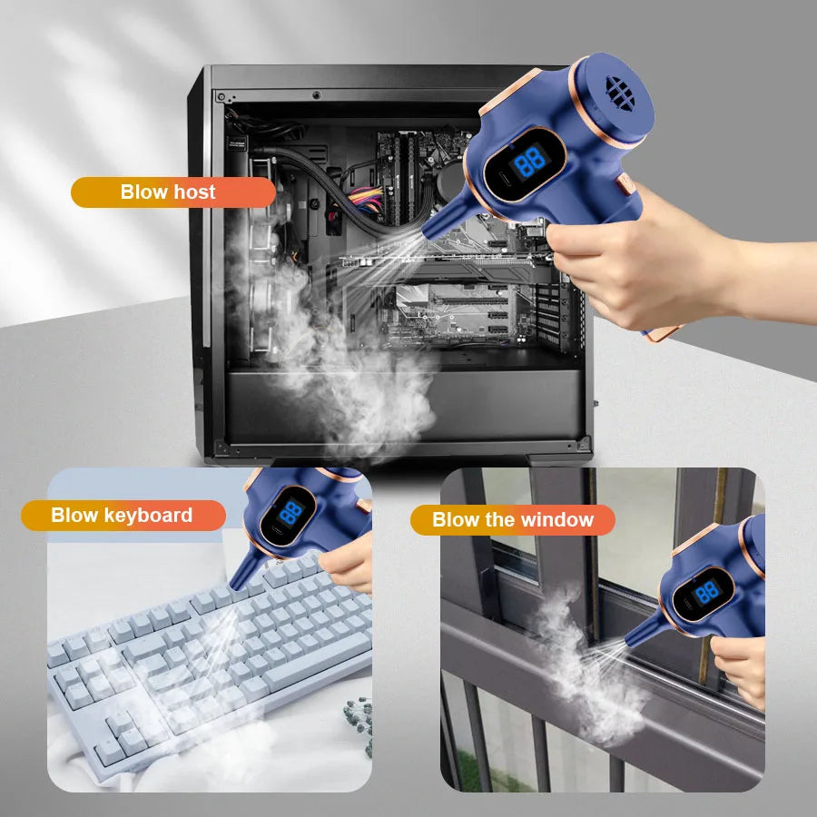 Blue ABS wireless handheld vacuum cleaner by S And B Enterprise; cordless mini cleaner for car, keyboard, and window