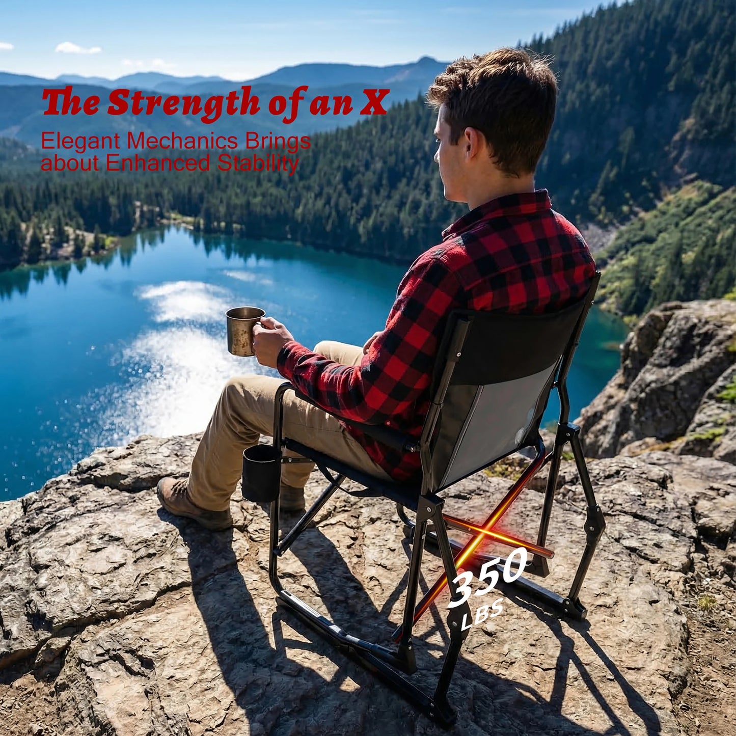 JHK Outdoor Folding Rocking Chair With Mesh Back Patio Lounge