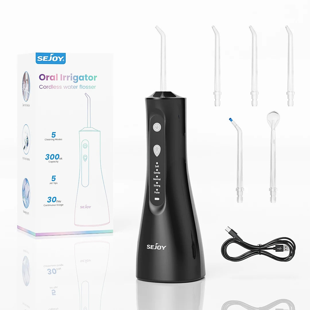 Sejoy Electric Water Flossers Oral Irrigator 5 Modes Portable Rechargeable by S And B Enterprise