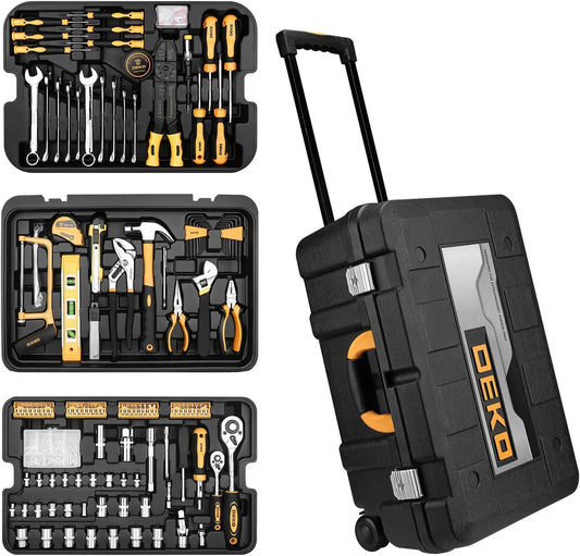 DEKO 258 Tool Kit With Rolling Toolbox Socket Wrench Set