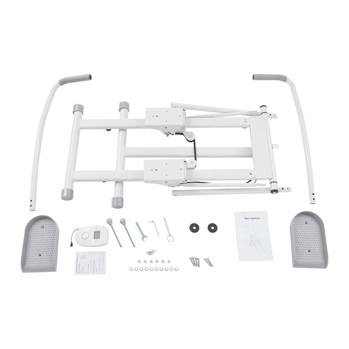 Stair stepper vertical climber by S And B Enterprise, white, compact home cardio machine with LCD monitor