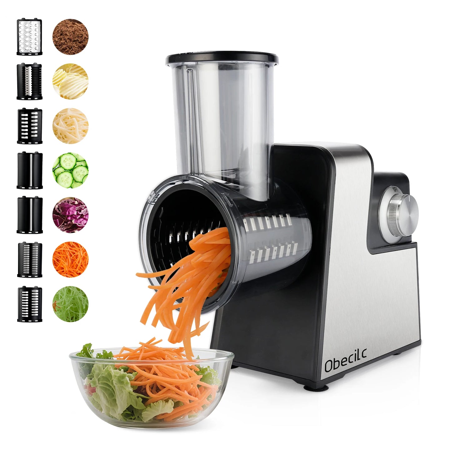 300W 7 in 1 Automatic Electric Vegetable Cutter Salad Shooter Slicer Shredder Grater for Cheese Carrot Cabbage Home Kitchen Food Prep Machine by S And B Enterprise