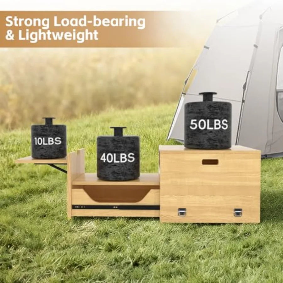 Folding Camping Table With Storage Drawer For SUV Camp Kitchen