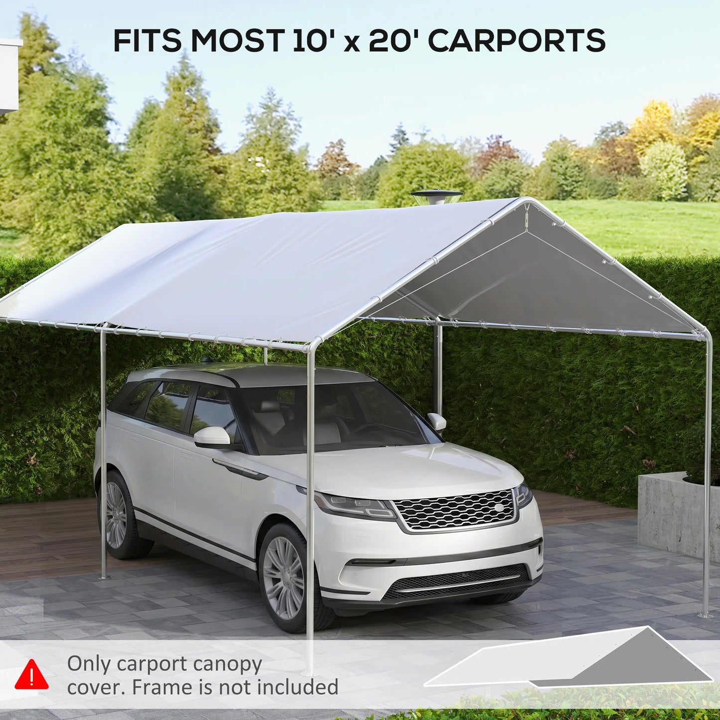 S And B Enterprise 10' x 20' carport canopy replacement cover, white, for 84C-159 series, with ball bungee cords
