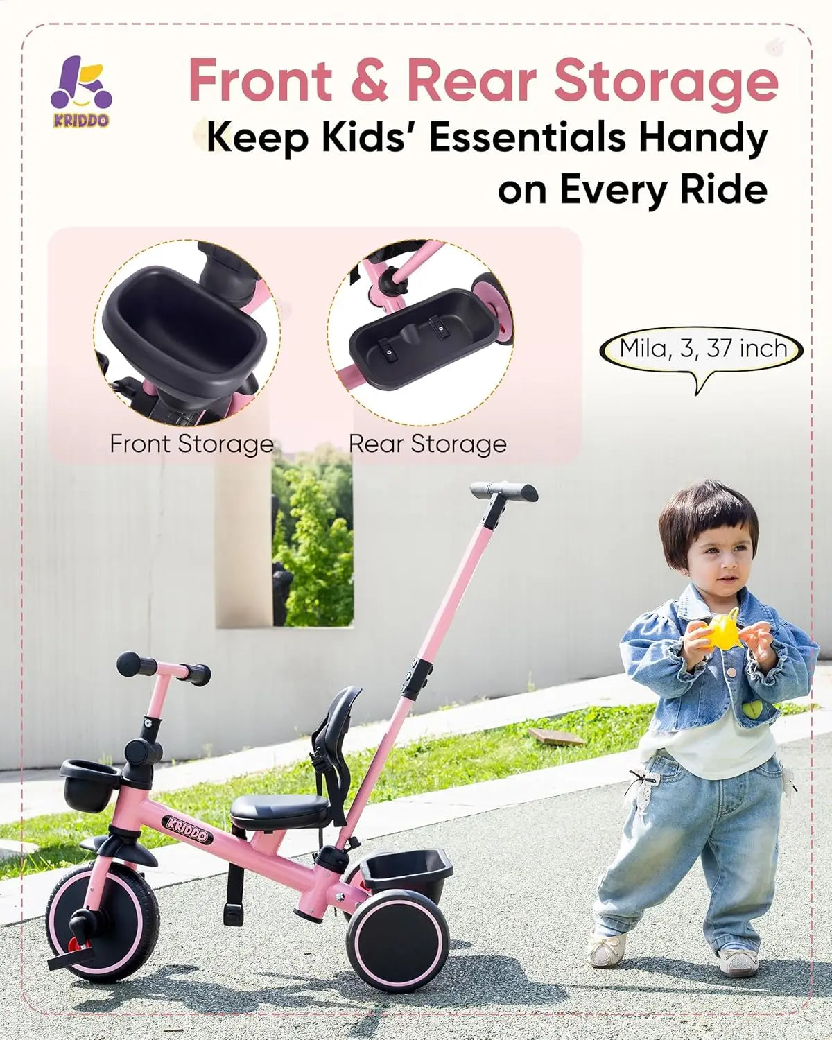 2-in-1 Toddler Tricycle With Adjustable Handlebar And Parent Steering