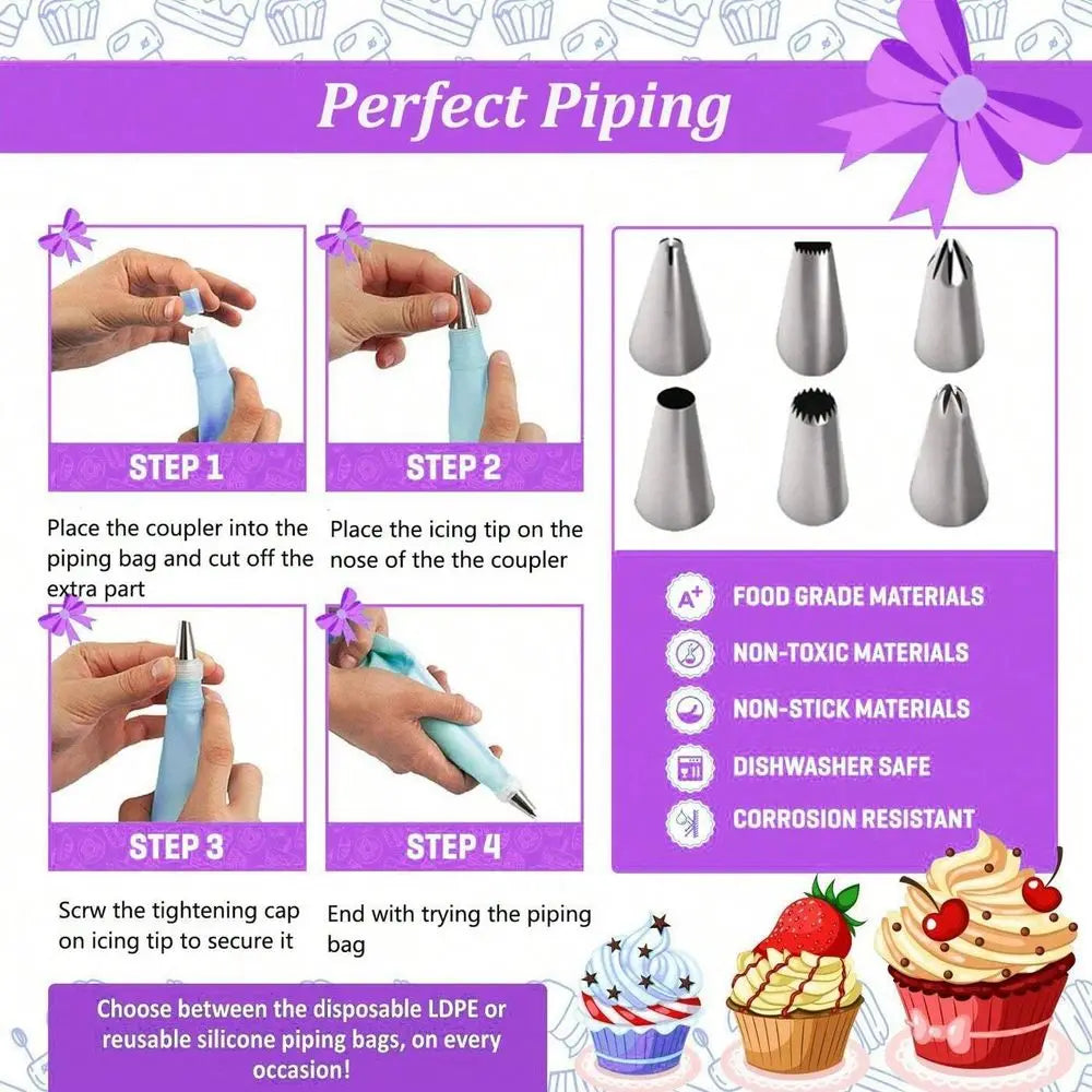 Cake Decorating Kit With Turntable And Piping Tips