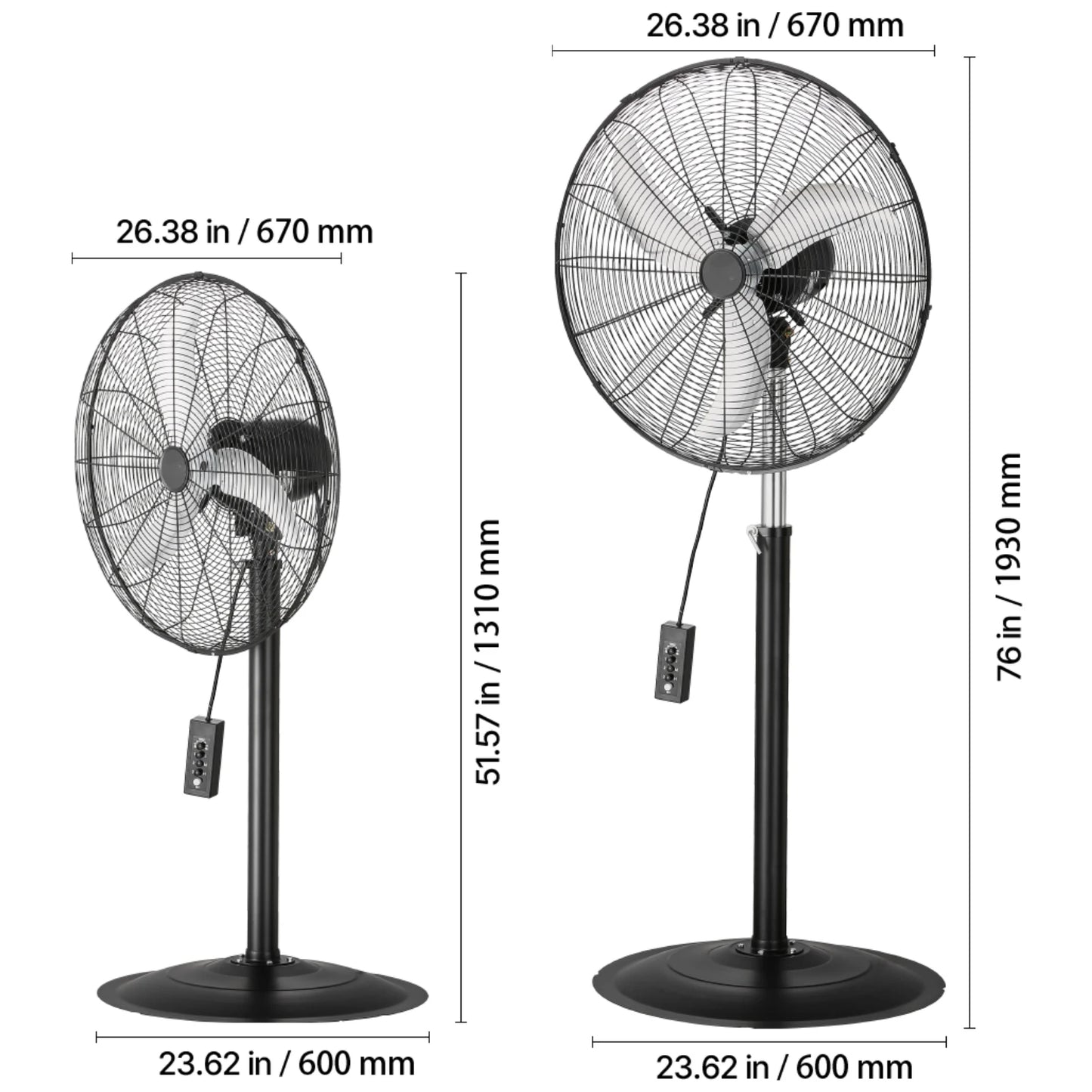 SucceBuy Industrial Pedestal Fan 16/18/24 Inch 75-Degree Oscillating Fan Height Adjustable Standing Fans with 3 Adjustable Speed by S And B Enterprise