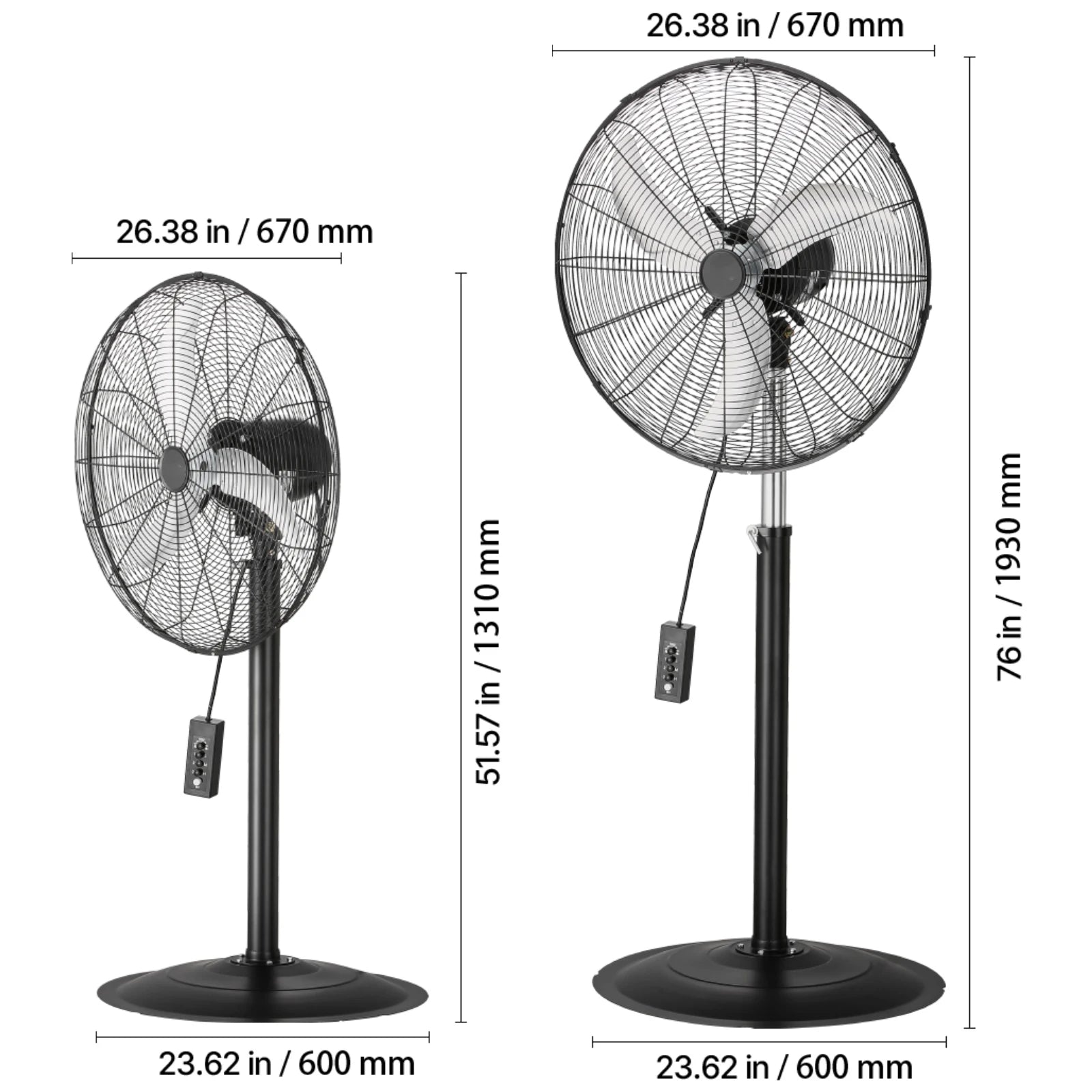 SucceBuy Industrial Pedestal Fan 16/18/24 Inch 75-Degree Oscillating Fan Height Adjustable Standing Fans with 3 Adjustable Speed by S And B Enterprise