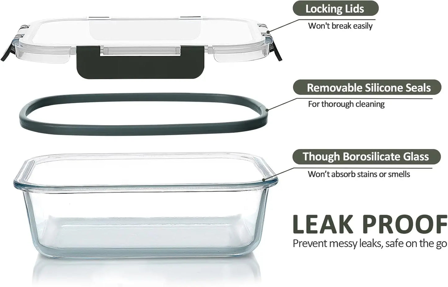 Glass Food Storage Set With Snap Lids Airtight Microwave Safe