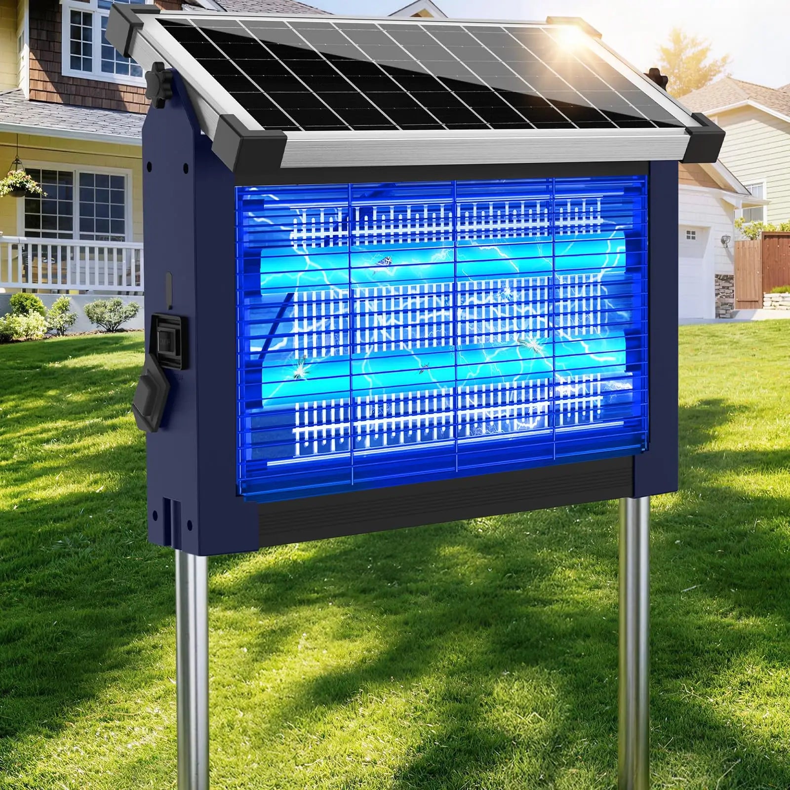 Solar Outdoor Mosquito Zapper 4500V Panel Sensor Waterproof by S And B Enterprise