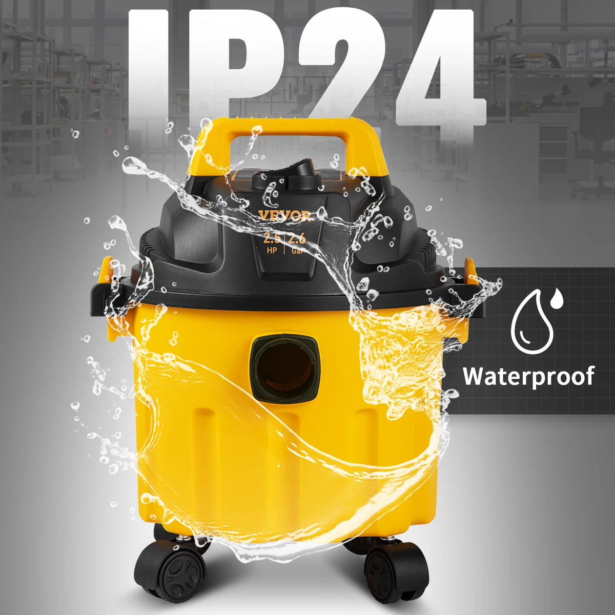Wet/dry shop vacuum, yellow 2.6 gal, 2.5 HP with blower function by SucceBuy (S And B Enterprise)