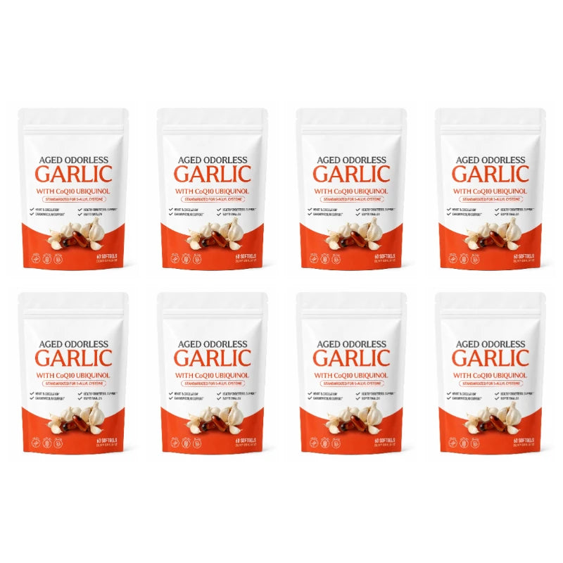 Odorless Aged Garlic Extract Softgels, 600mg AGE with 50mg CoQ10 Ubiquinol, Standardized S-Allyl Cysteine, Lifestyle, 60 Count
