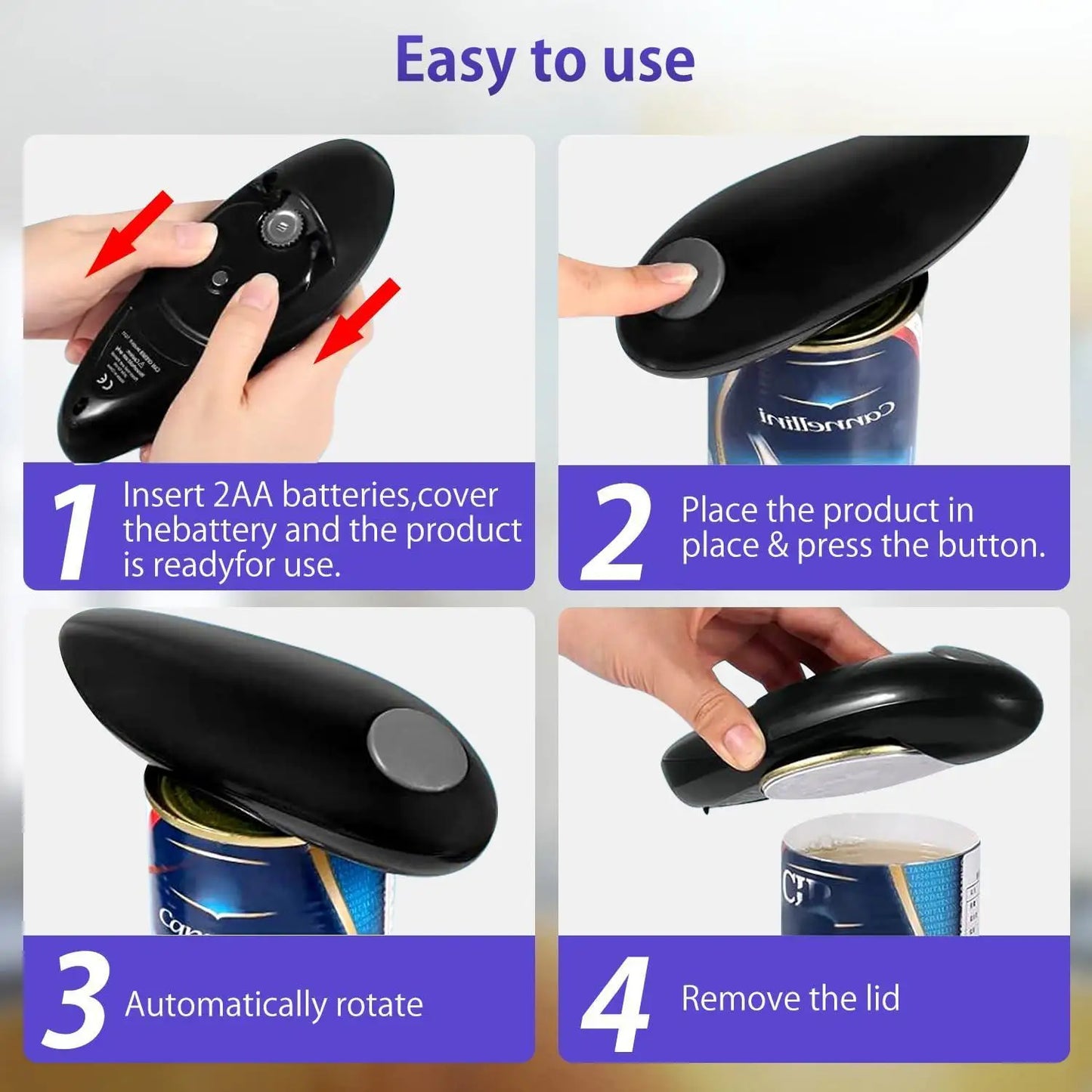Electric Can Opener, Compact Cordless, Battery Powered (Requires 2 AA, Not Included) Disabled Hands, for Kitchen, Camping by S And B Enterprise