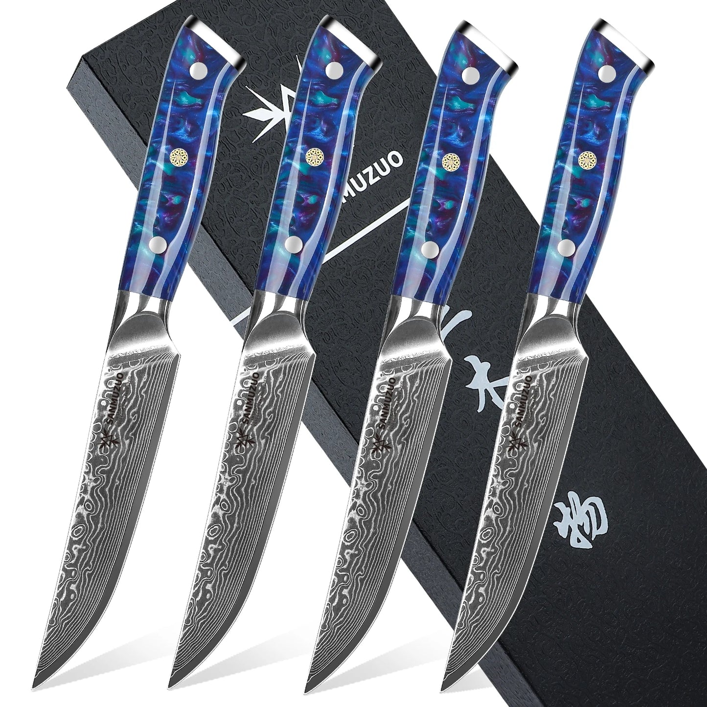 SANMUZUO Damascus Steel 4-Piece Steak Knife Set Ultra Sharp